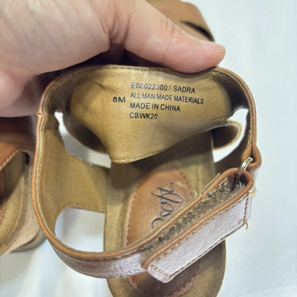 Eurosoft Sandra Brown Wedge Size 8 Womens Strappy Cork Sandals Shoes